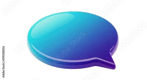 Vector illustration of 3d render of a glossy speech bubble icon on a transparent background