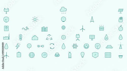 Eco friendly icons, sustainable symbols, green graphics, climate change signs, 40 weather and ecology vector elements