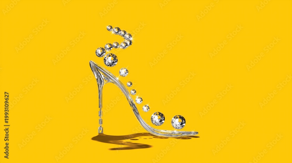 Obraz premium Glamorous silver stiletto shoe with gemstone swirls