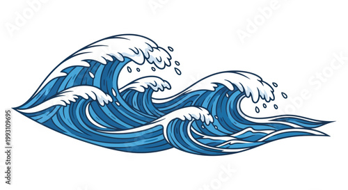 Blue Ocean Wave Graphic Illustration.