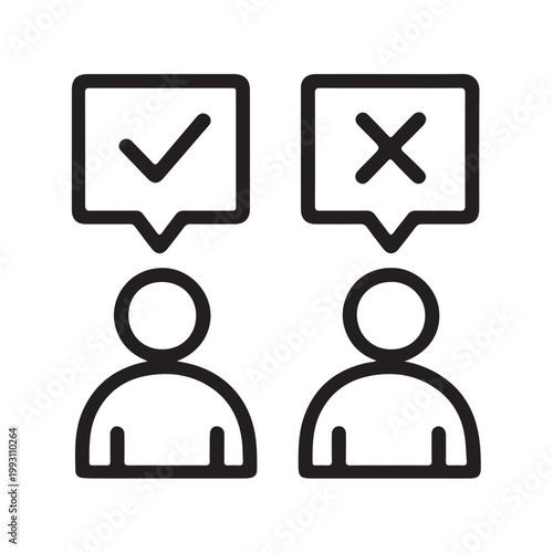 Agreement and Disagreement Icon on white background