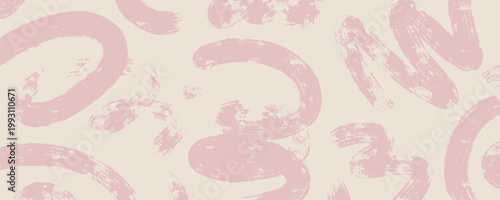 brush background pattern soft stroke paint marker curl abstract line swirl with dusty pink texture on beige surface for modern minimal backdrop and pastel paper detail with grunge effect
