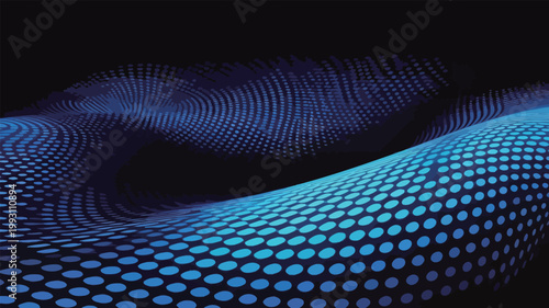 Abstract Blue Dotted Wave Pattern Background