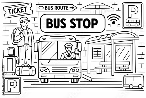Illustration of a Bus Station