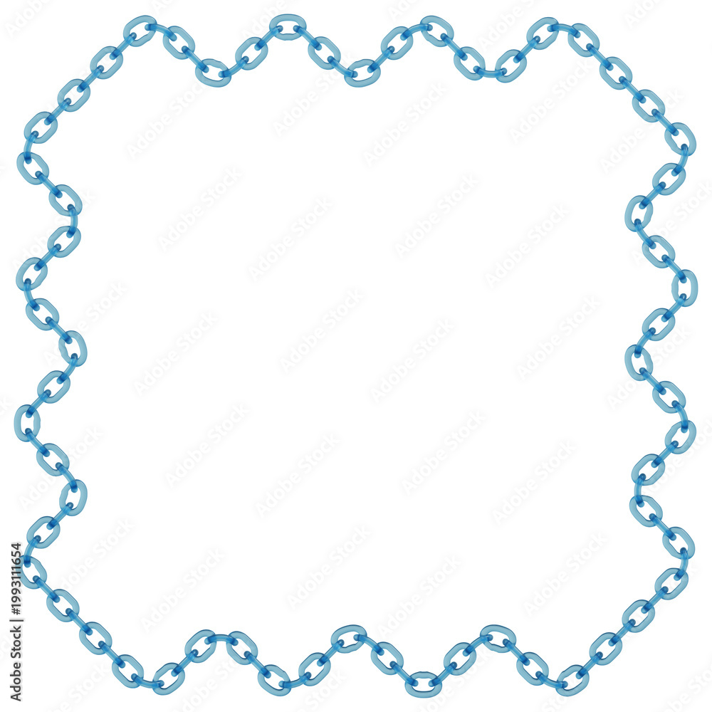 Fototapeta premium 3D Blue Glass Thin Link Vertical Chain Line