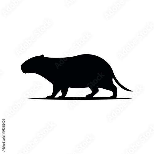 Simple capybara silhouette vector flat illustration design.