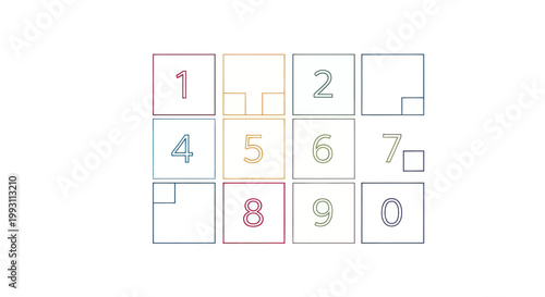 Colorful abstract number grid with geometric shapes for learning.