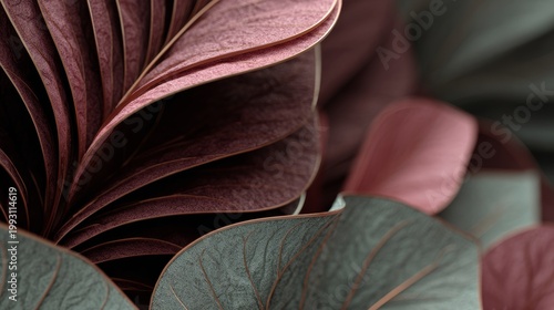 mockup background with natural leaf-inspired patterns, sculpted abstract geometry, sage green and burgundy palette
