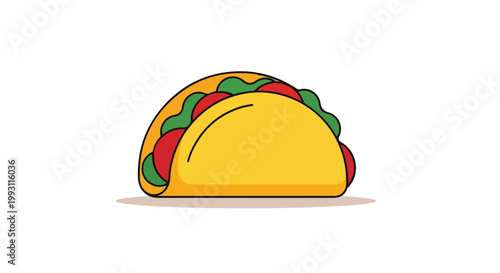 Minimalist flat vector illustration of a delicious taco.