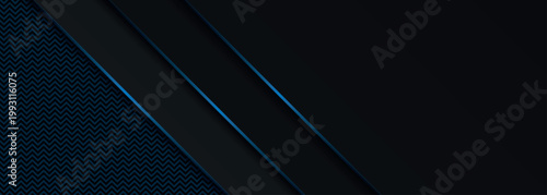 Abstract geometric background with blue zig zag pattern and overlapping geometric layers. Modern and futuristic design with dynamic glowing blue lines. EPS. 3