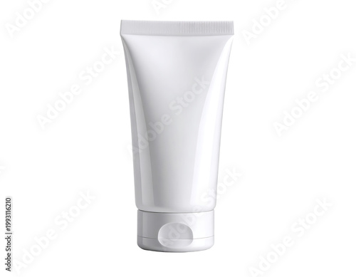 White plastic cosmetic tube packaging on Transparent Background PNG