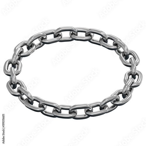 3D Chrome Heavy Chain Link Angled Oval Shape