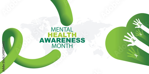 May is Mental Health Awareness Month banner. Mental Health Awareness an annual campaign highlighting awareness of mental health. Vector design illustration.	