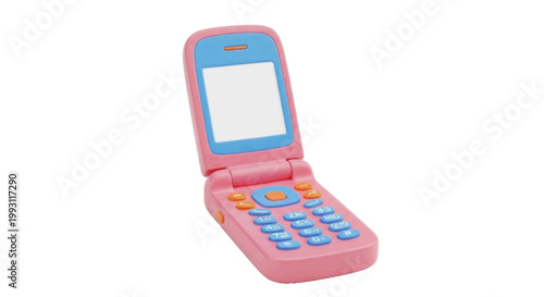 Vector illustration of toy flip phone for children in pink and blue on a transparent background