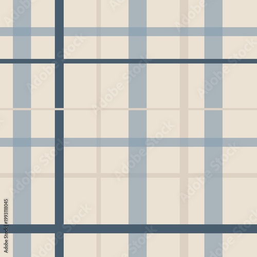 Classic Neutral Plaid Beige Blue Seamless Check Pattern