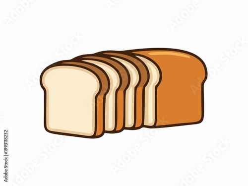 Sliced white bread loaf vector illustration isolated on white background