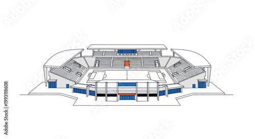 Detailed diagram of sports arena interior.
