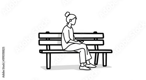 Woman sitting on a bench outdoors.