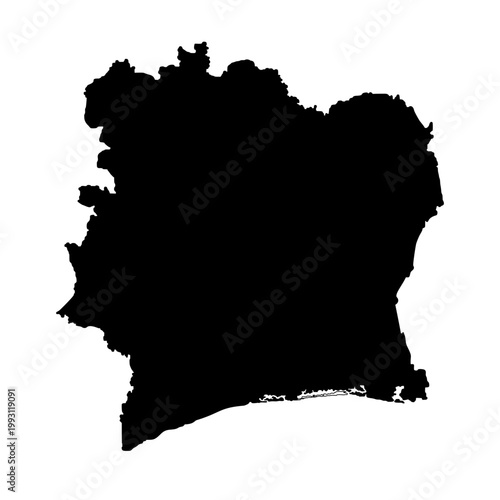 Ivory Coast country map silhouette vector illustration