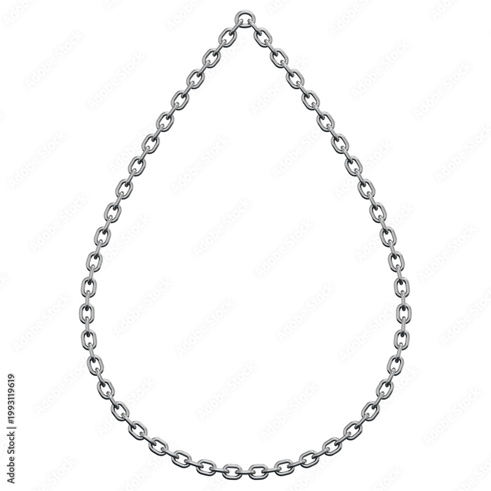 Naklejka premium 3D Chrome Chain Link Decorative Heart Key Love Symbol Shape