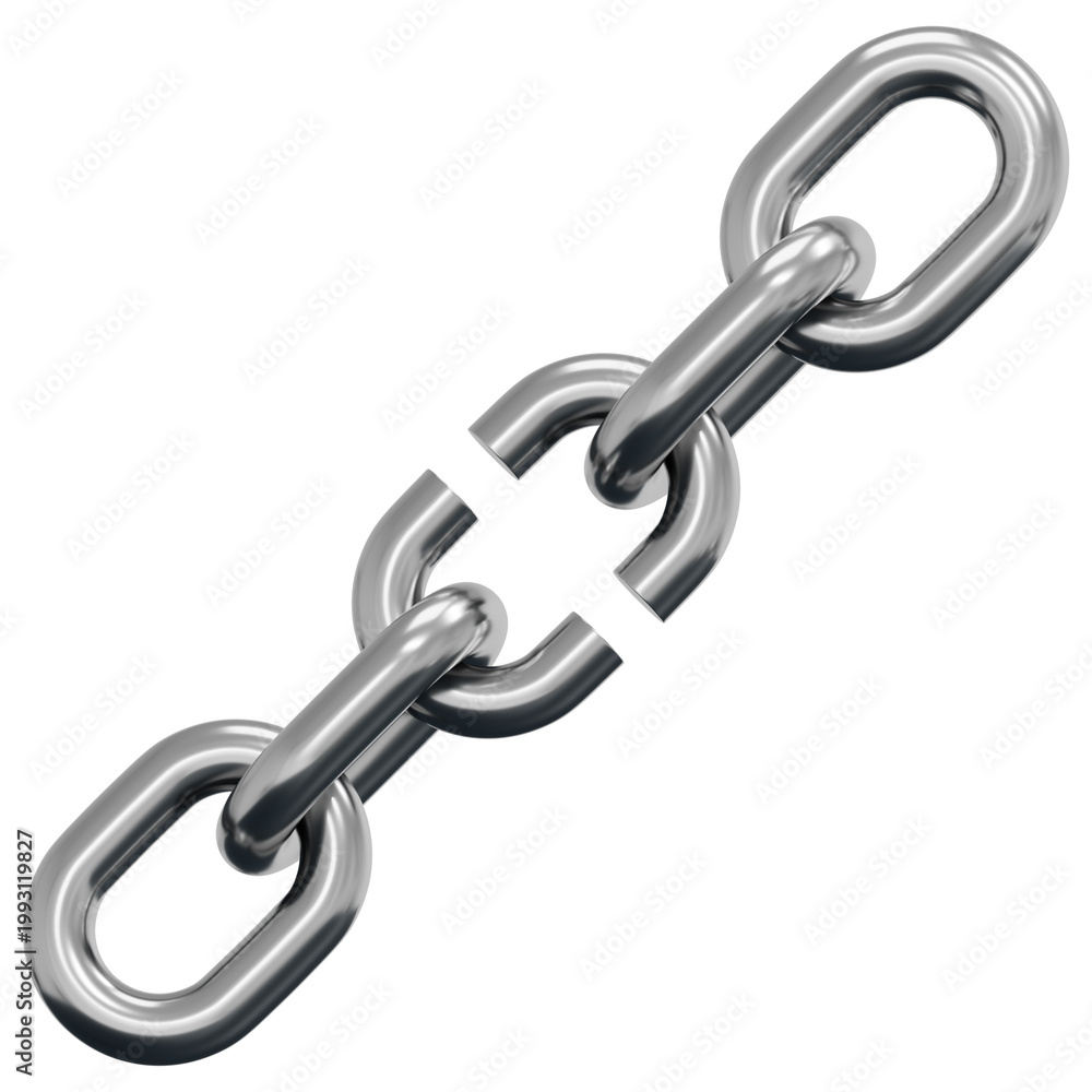 Fototapeta premium 3D Chrome Chain Link Stylized Flower Starburst Decorative Pattern Shape