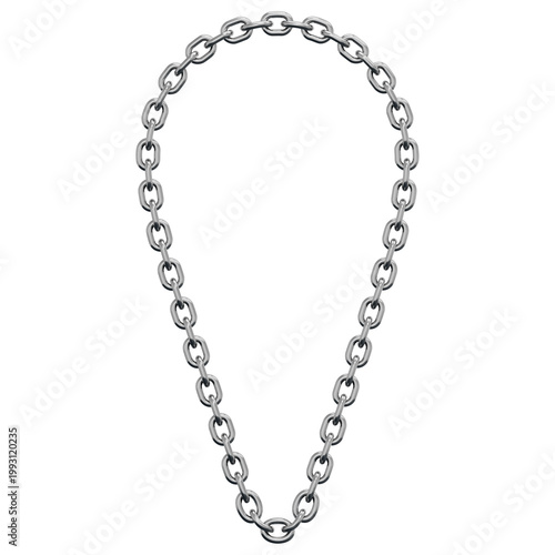 3D Chrome Deep U Shape Necklace Chain Link Border Frame