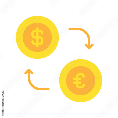 Dollar and Euro currency exchange icon with arrows