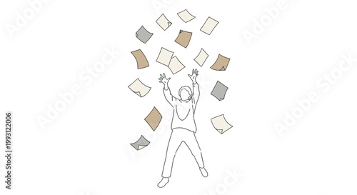 Person Trying to Catch Falling Papers in Air Problem Concept