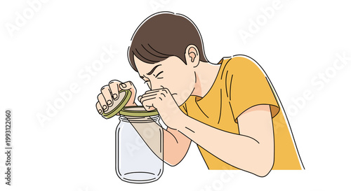 Person Trying to Open Jar Lid Struggling Effort Concept
