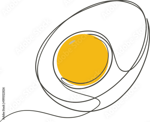Abstract Fried Egg Line Art Illustration with Minimal Modern Style