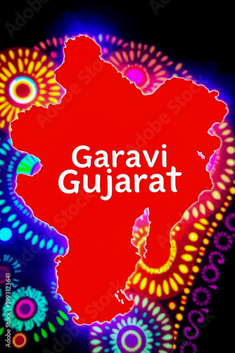 Celebrate the spirit of Gujarat with this vibrant map silhouette. 