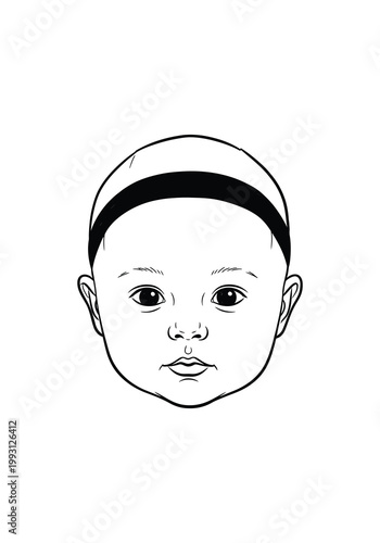 A cartoon drawing of a child wearing a headband 
