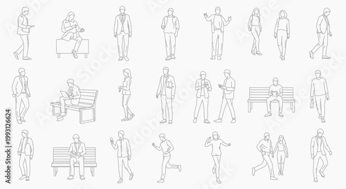Business people are working and interacting in an office setting with various actions and emotions.
