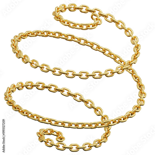 3D Gold Chain Link Twisted Hexagon Geometric Shape