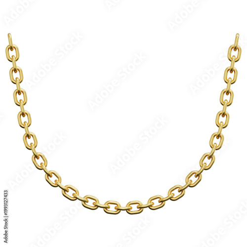 3D Gold Circular Chain Link Closed Loop Ring Shape