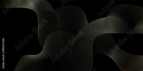Luxury Black and Gold Background with Dynamic Wave Composition and Elegant Metallic Flow