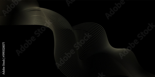 Luxury Black and Gold Background with Dynamic Wave Composition and Elegant Metallic Flow