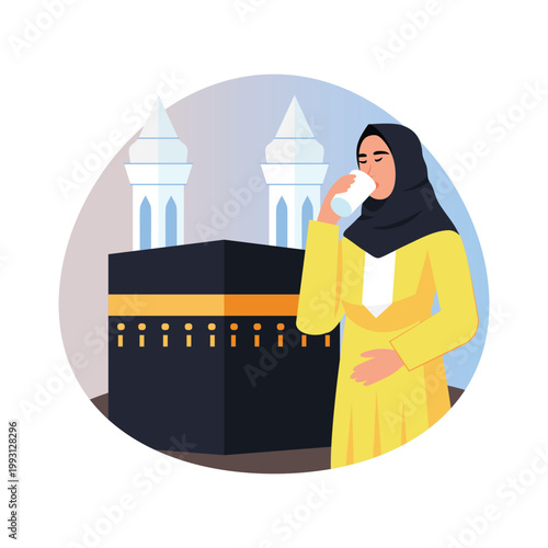 Birds flying over Kabba vector concepts illustration eps file