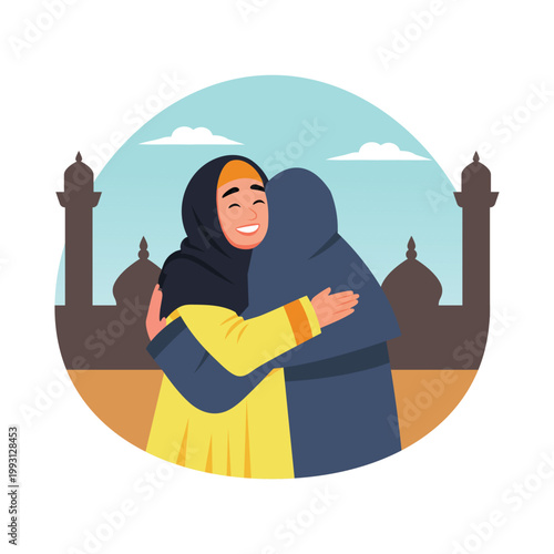 Woman hugging her friend vector concepts illustration eps file
