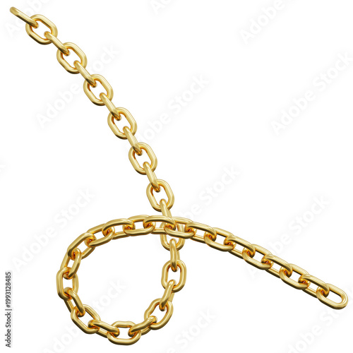 3D Gold Wave Chain Link Sinuosity Shape Element