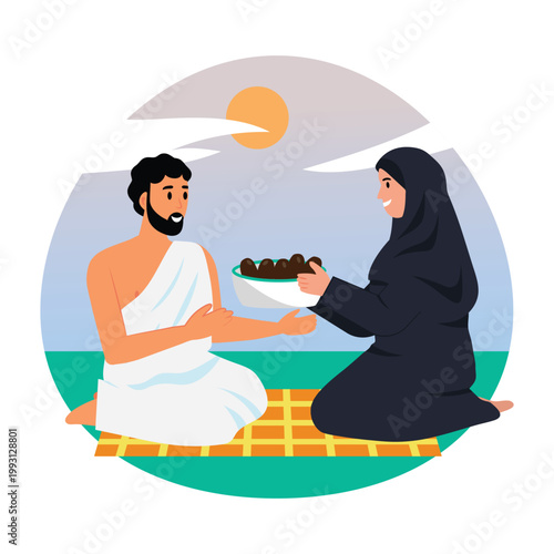 Pilgrims eating together vector concepts illustration eps file