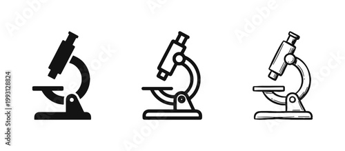 Microscope Icon Set - Science, Research, and Laboratory Concept