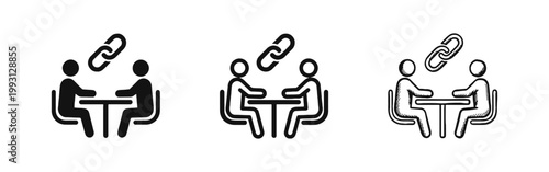 Networking and Meeting Icon Set - Business Connection and Collaboration Concept