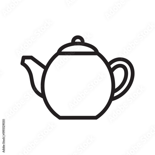 Minimalist teapot icon black outline tea pot