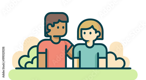 Autism awareness A supportive illustration of two friends symbolizing understanding and connection, promoting inclusivity for neurodivergent individuals