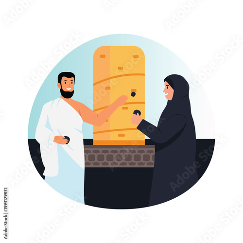 Pilgrims at the devil stone vector concepts illustration eps file