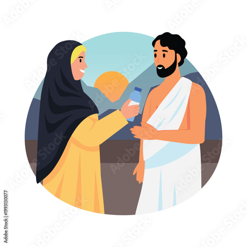 Woman offering water vector concepts illustration eps file