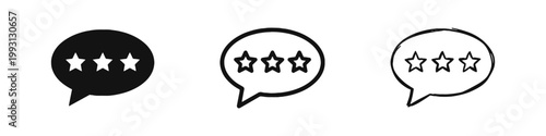 Rating Feedback Speech Bubble with Three Stars Icons