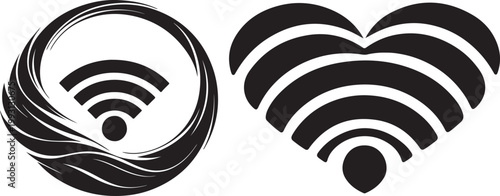 Premium wireless WiFi icon. Minimal geometric network signal vector symbol