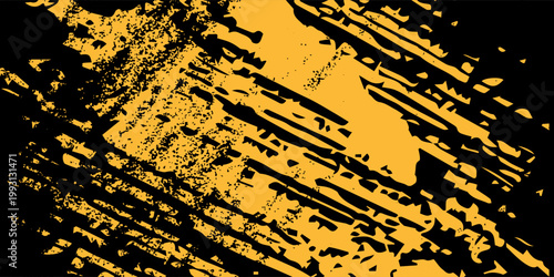 Abstract Grunge Background with Heavy Black Distressed Texture on Orange Surface